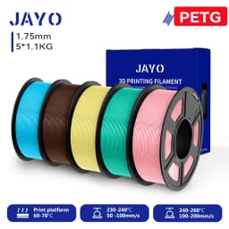 JAYO 3D PETG/PLA/PLA PLUS Filament 1.75mm PLA Filament 5 Rolls For Bambu FDM 3D Printer Neatly Wound 3D Printing Material for 3d