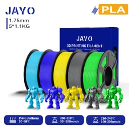 JAYO 3D PETG/PLA/PLA PLUS Filament 1.75mm PLA Filament 5 Rolls For Bambu FDM 3D Printer Neatly Wound 3D Printing Material for 3d