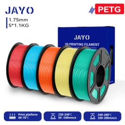 JAYO 3D PETG/PLA/PLA PLUS Filament 1.75mm PLA Filament 5 Rolls For Bambu FDM 3D Printer Neatly Wound 3D Printing Material for 3d