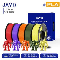 JAYO 3D PETG/PLA/PLA PLUS Filament 1.75mm PLA Filament 5 Rolls For Bambu FDM 3D Printer Neatly Wound 3D Printing Material for 3d
