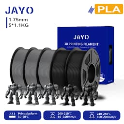 JAYO 3D PETG/PLA/PLA PLUS Filament 1.75mm PLA Filament 5 Rolls For Bambu FDM 3D Printer Neatly Wound 3D Printing Material for 3d
