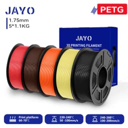 JAYO 3D PETG/PLA/PLA PLUS Filament 1.75mm PLA Filament 5 Rolls For Bambu FDM 3D Printer Neatly Wound 3D Printing Material for 3d