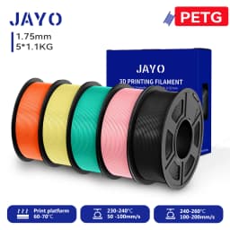 JAYO 3D PETG/PLA/PLA PLUS Filament 1.75mm PLA Filament 5 Rolls For Bambu FDM 3D Printer Neatly Wound 3D Printing Material for 3d