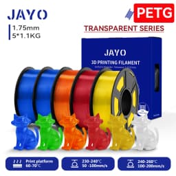 JAYO 3D PETG/PLA/PLA PLUS Filament 1.75mm PLA Filament 5 Rolls For Bambu FDM 3D Printer Neatly Wound 3D Printing Material for 3d