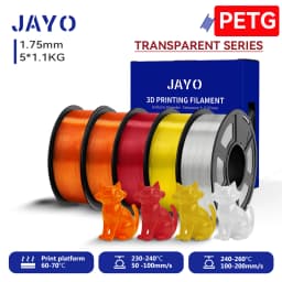 JAYO 3D PETG/PLA/PLA PLUS Filament 1.75mm PLA Filament 5 Rolls For Bambu FDM 3D Printer Neatly Wound 3D Printing Material for 3d