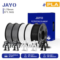 JAYO 3D PETG/PLA/PLA PLUS Filament 1.75mm PLA Filament 5 Rolls For Bambu FDM 3D Printer Neatly Wound 3D Printing Material for 3d