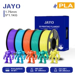 JAYO 3D PETG/PLA/PLA PLUS Filament 1.75mm PLA Filament 5 Rolls For Bambu FDM 3D Printer Neatly Wound 3D Printing Material for 3d