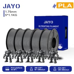 JAYO 3D PETG/PLA/PLA PLUS Filament 1.75mm PLA Filament 5 Rolls For Bambu FDM 3D Printer Neatly Wound 3D Printing Material for 3d