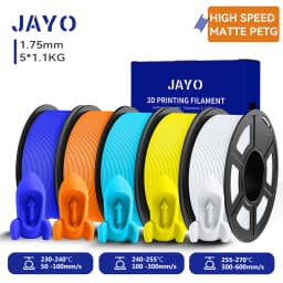 JAYO High Speed Matte PETG 3D Filament 1.75mm 30mm/s - 600mm/s Print Range High Flow Speedy PETG 3D Printer Filament for 3D