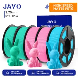 JAYO High Speed Matte PETG 3D Filament 1.75mm 30mm/s - 600mm/s Print Range High Flow Speedy PETG 3D Printer Filament for 3D