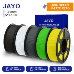 JAYO High Speed Matte PETG 3D Filament 1.75mm 30mm/s - 600mm/s Print Range High Flow Speedy PETG 3D Printer Filament for 3D
