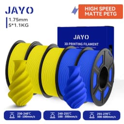 JAYO High Speed Matte PETG 3D Filament 1.75mm 30mm/s - 600mm/s Print Range High Flow Speedy PETG 3D Printer Filament for 3D