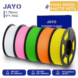 JAYO High Speed Matte PETG 3D Filament 1.75mm 30mm/s - 600mm/s Print Range High Flow Speedy PETG 3D Printer Filament for 3D
