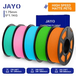 JAYO High Speed Matte PETG 3D Filament 1.75mm 30mm/s - 600mm/s Print Range High Flow Speedy PETG 3D Printer Filament for 3D