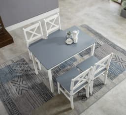mcc direct Classic Solid Wooden Dining Table and 4 Chairs Set Kitchen Home
