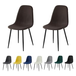 mcc direct Set of 2 Linen Fabric Dining Chairs Upholstered Seat Metal Legs for Dining Room, Living Room and Kitchen Room-Bravo