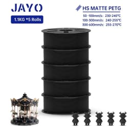 JAYO PETG 3D Filament 1.75MM High Speed PETG 3D Printer Filament 5Rolls High Flow Speedy Matte Effect 3D Printing Mateials