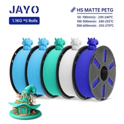 JAYO PETG 3D Filament 1.75MM High Speed PETG 3D Printer Filament 5Rolls High Flow Speedy Matte Effect 3D Printing Mateials
