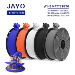 JAYO PETG 3D Filament 1.75MM High Speed PETG 3D Printer Filament 5Rolls High Flow Speedy Matte Effect 3D Printing Mateials