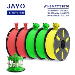 JAYO PETG 3D Filament 1.75MM High Speed PETG 3D Printer Filament 5Rolls High Flow Speedy Matte Effect 3D Printing Mateials