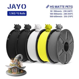 JAYO PETG 3D Filament 1.75MM High Speed PETG 3D Printer Filament 5Rolls High Flow Speedy Matte Effect 3D Printing Mateials