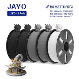 JAYO PETG 3D Filament 1.75MM High Speed PETG 3D Printer Filament 5Rolls High Flow Speedy Matte Effect 3D Printing Mateials