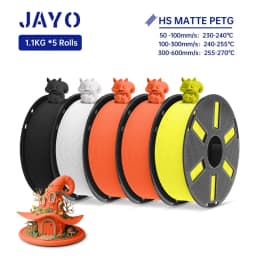 JAYO PETG 3D Filament 1.75MM High Speed PETG 3D Printer Filament 5Rolls High Flow Speedy Matte Effect 3D Printing Mateials