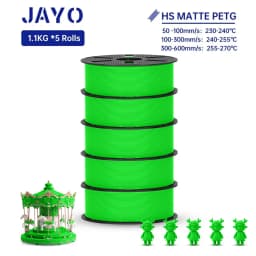 JAYO PETG 3D Filament 1.75MM High Speed PETG 3D Printer Filament 5Rolls High Flow Speedy Matte Effect 3D Printing Mateials