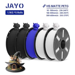 JAYO PETG 3D Filament 1.75MM High Speed PETG 3D Printer Filament 5Rolls High Flow Speedy Matte Effect 3D Printing Mateials
