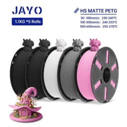 JAYO PETG 3D Filament 1.75MM High Speed PETG 3D Printer Filament 5Rolls High Flow Speedy Matte Effect 3D Printing Mateials