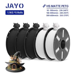 JAYO PETG 3D Filament 1.75MM High Speed PETG 3D Printer Filament 5Rolls High Flow Speedy Matte Effect 3D Printing Mateials