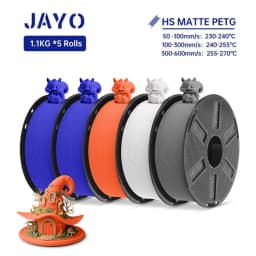 JAYO PETG 3D Filament 1.75MM High Speed PETG 3D Printer Filament 5Rolls High Flow Speedy Matte Effect 3D Printing Mateials