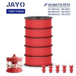 JAYO PETG 3D Filament 1.75MM High Speed PETG 3D Printer Filament 5Rolls High Flow Speedy Matte Effect 3D Printing Mateials