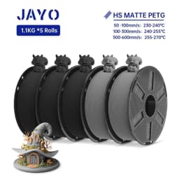 JAYO PETG 3D Filament 1.75MM High Speed PETG 3D Printer Filament 5Rolls High Flow Speedy Matte Effect 3D Printing Mateials