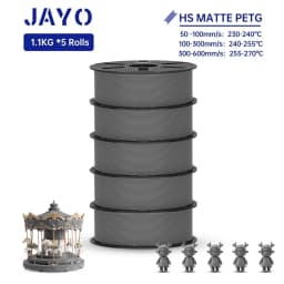 JAYO PETG 3D Filament 1.75MM High Speed PETG 3D Printer Filament 5Rolls High Flow Speedy Matte Effect 3D Printing Mateials