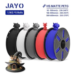JAYO PETG 3D Filament 1.75MM High Speed PETG 3D Printer Filament 5Rolls High Flow Speedy Matte Effect 3D Printing Mateials