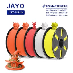 JAYO PETG 3D Filament 1.75MM High Speed PETG 3D Printer Filament 5Rolls High Flow Speedy Matte Effect 3D Printing Mateials
