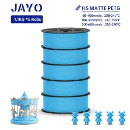 JAYO PETG 3D Filament 1.75MM High Speed PETG 3D Printer Filament 5Rolls High Flow Speedy Matte Effect 3D Printing Mateials