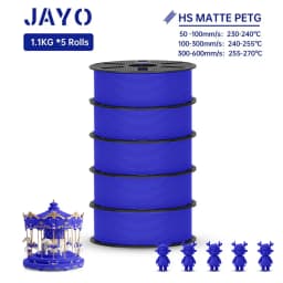 JAYO PETG 3D Filament 1.75MM High Speed PETG 3D Printer Filament 5Rolls High Flow Speedy Matte Effect 3D Printing Mateials