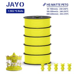 JAYO PETG 3D Filament 1.75MM High Speed PETG 3D Printer Filament 5Rolls High Flow Speedy Matte Effect 3D Printing Mateials