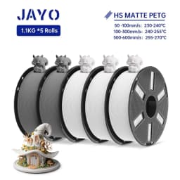 JAYO PETG 3D Filament 1.75MM High Speed PETG 3D Printer Filament 5Rolls High Flow Speedy Matte Effect 3D Printing Mateials
