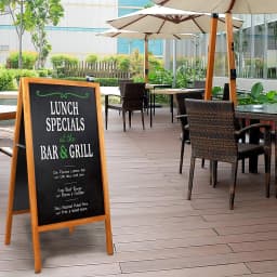 Outdoor Wooden Advertising Board Magnetic Double Sided Blackboard Chalkboard Display Stand Wood Easel with 2 Cleaning Cloths