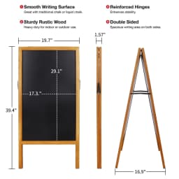 Outdoor Wooden Advertising Board Magnetic Double Sided Blackboard Chalkboard Display Stand Wood Easel with 2 Cleaning Cloths
