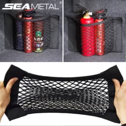 Car Trunk Mesh Organizer Car Tail Storage Net Seat Back Pocket Universal Trunk Bag Auto Magic Tape Network Interior Accessories