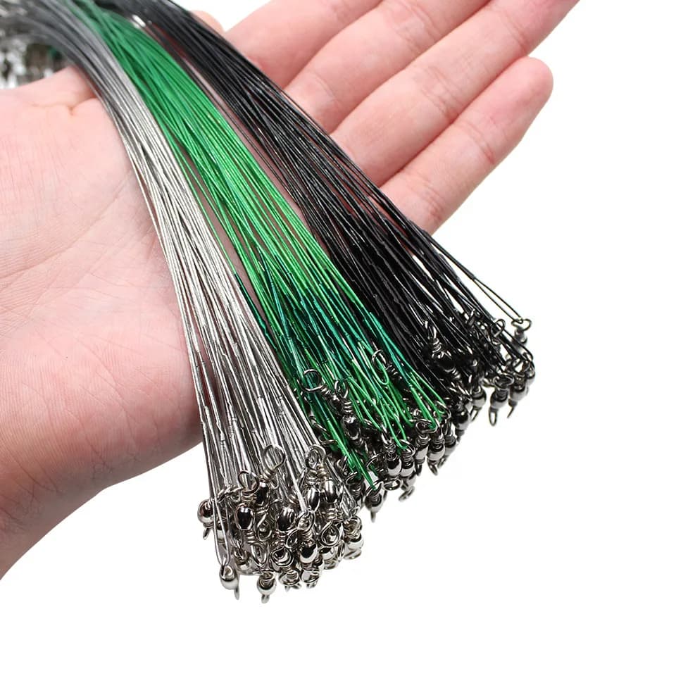 Anti Bite Steel Fishing Line Steel Wire Leader With Swivel Fishing Accessory Lead Core Leash Fishing Wire 15cm 20cm  30cm