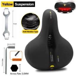 Hollow Breathable Bicycle Saddle Men Women MTB Road Bike Saddle Shock Absorbing Comfortable Big Butt Bike Seat Safety Warning
