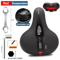 Hollow Breathable Bicycle Saddle Men Women MTB Road Bike Saddle Shock Absorbing Comfortable Big Butt Bike Seat Safety Warning