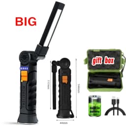 1pc COB LED Work Light Dimmable USB Rechargeable LED Flashlight Inspection Lamp With Magnet&Hook 14500/18650 Battery Torch Light