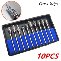 10PCS Carbide Burr Set Compatible with Dremel 1/8" Shank Die Grinder Rotary Tool Rasp Bits Wood Metal Carving Electric Grinding