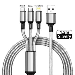 KADIXI 3 In 1 USB Fast Charging Cable Type C Micro IOS Multi Charger Cable for iPhone Huawei Samsung Nylon Braided Cord